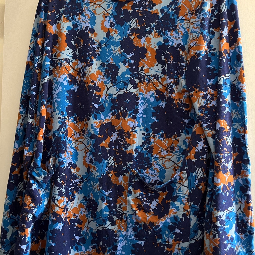 Turtleneck Floral Blue and Orange Women's top